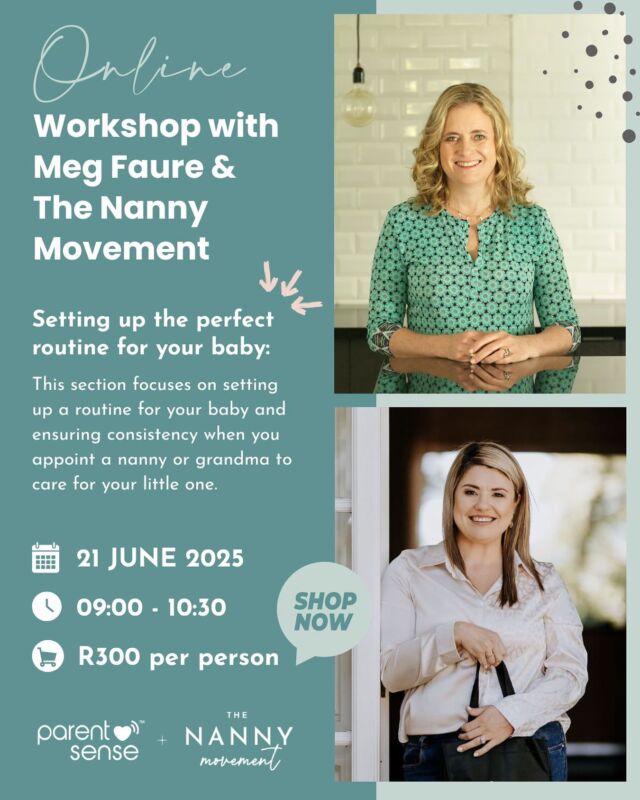 Ready to create calm, confident days for your baby?

Join us on Saturday, 21 June at 9:00 for a 90-minute online Workshop designed to help you set up the perfect routine for your little one!

Whether you’re a parent, nanny, or grandma stepping in to care, this session will guide you through building a consistent, comforting rhythm that supports your baby’s growth and your peace of mind.

Theme: Setting up the perfect routine for your baby
Price: R300
Location: Online
Duration: 90 minutes

Let’s build routines that work and last!

@megfaure.sense @parentsense.app 

#BabyRoutine #NannySupport #TheNannyMovement #ParentingWorkshop #CaregiverTips #RoutineMatters #OnlineWorkshop